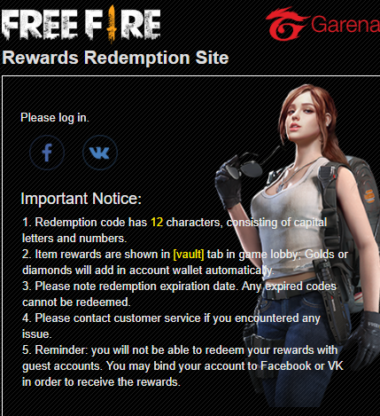 Free Fire Redeem Codes